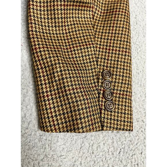 Vintage Lord & Taylor Blazer 42 Tall Ralph Lauren Wool Houndstooth Beige Tan 42T - Picture 3 of 14